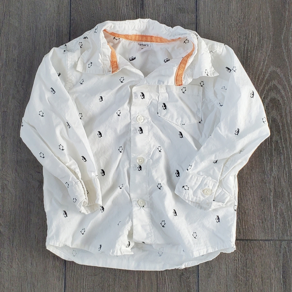 24M Button-Down With Penguin Detail